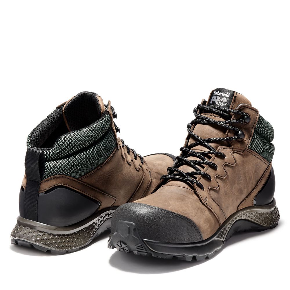 Timberland Mens Work Boots PRO® Reaxion Comp Toe - Brown/Black - India IG4260518